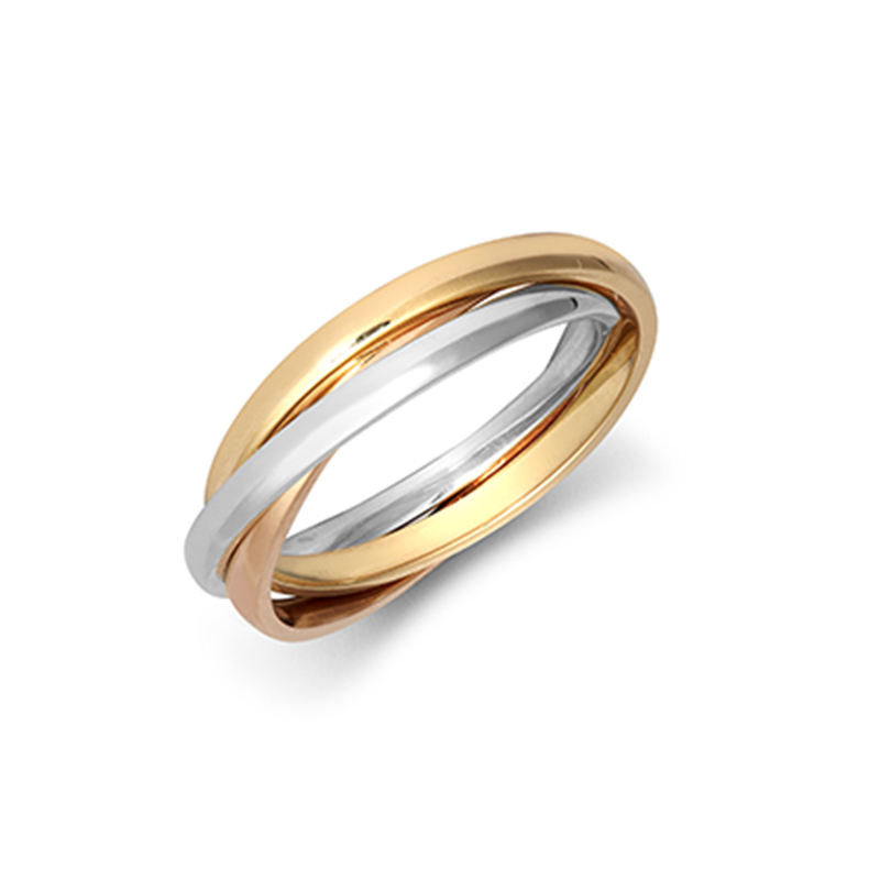 W&D 9ct Tricolour Gold Three Ring Russin Wedder Heritage Jewellers