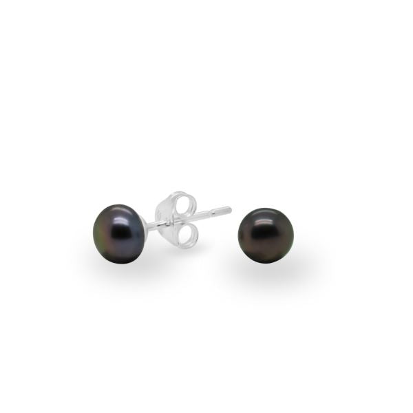 Freshwater Pearl Black Pearl Earrings Nz Dyed Black Freshwater