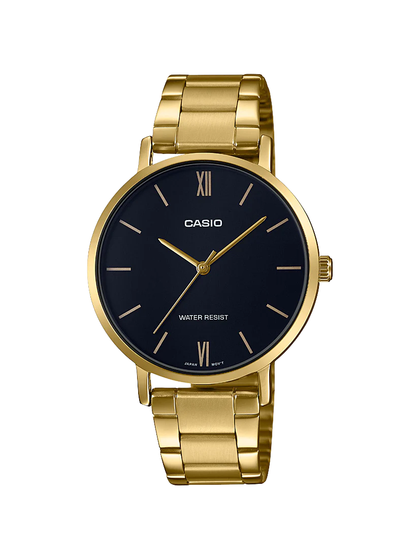 Casio/Classic Casio Gold Ladies Watch with Black Dial Heritage