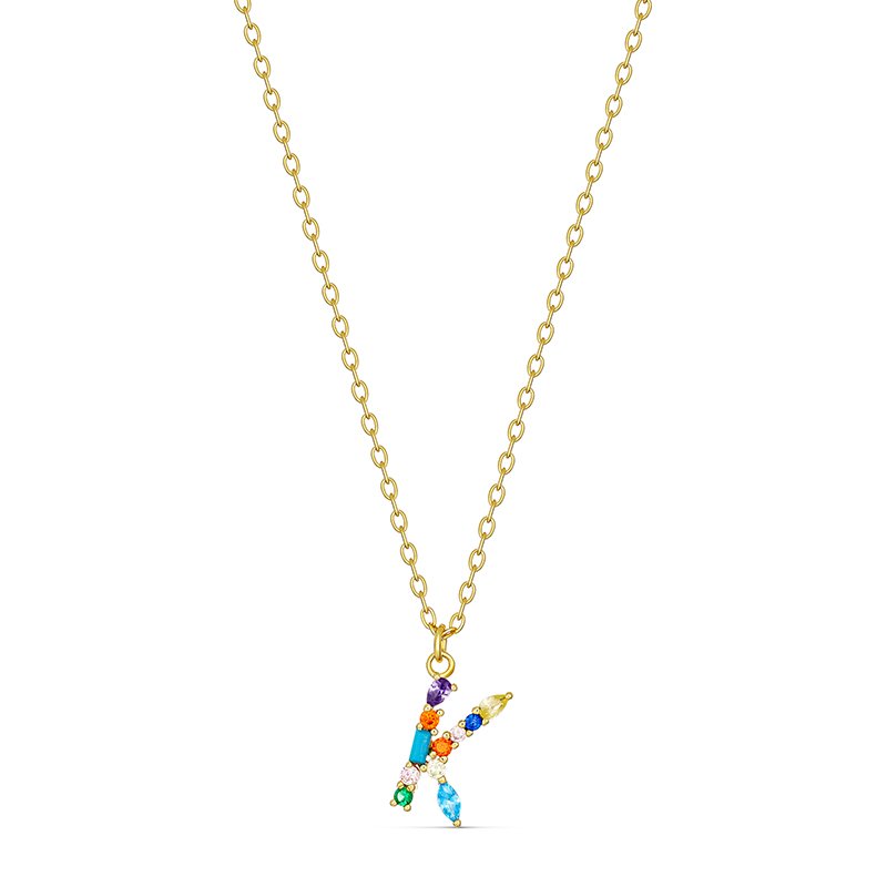 Colourful Initial Pendant with Gold Plate K Heritage Jewellers