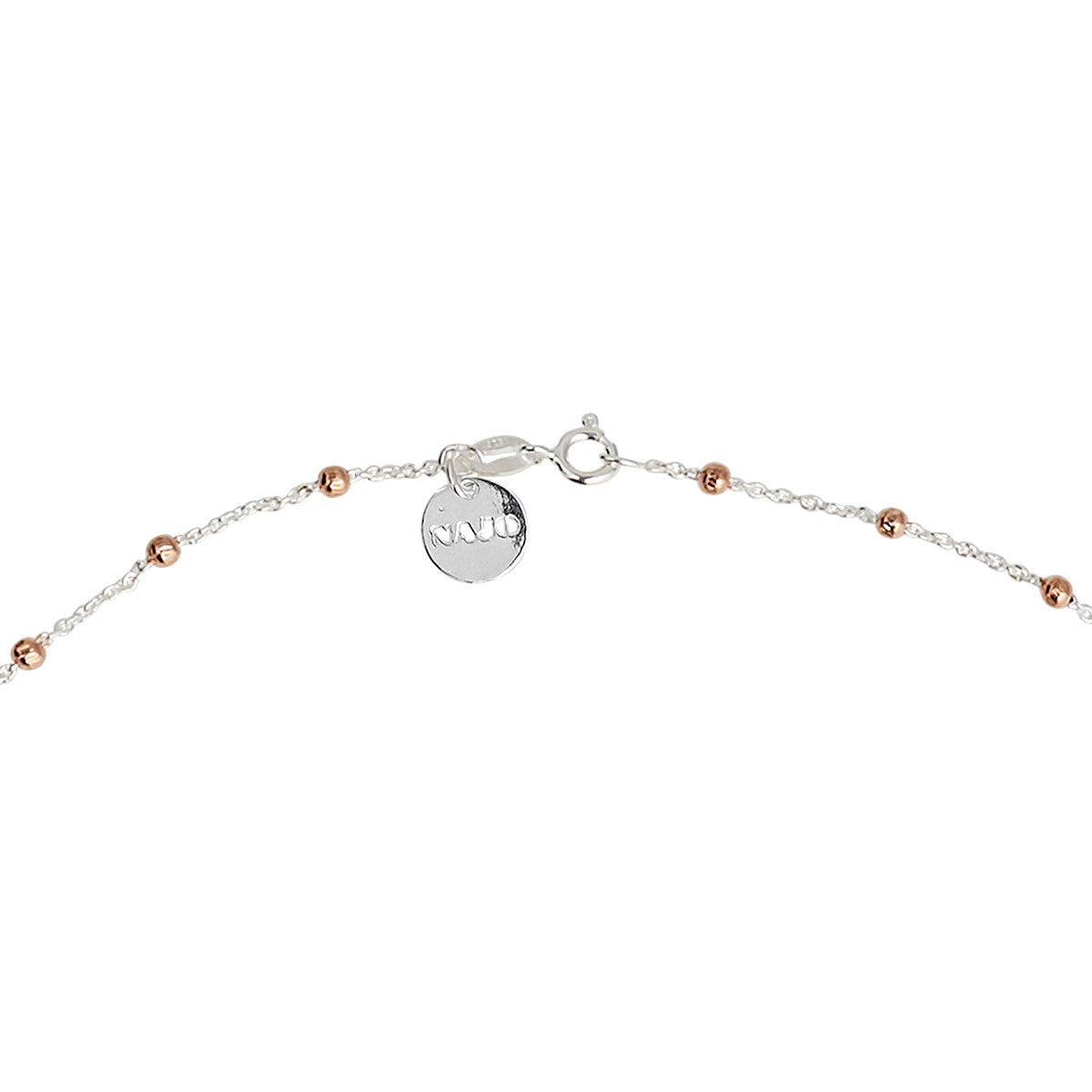 Sterling Silver Algonquin Necklace with Rose Gold Plated Balls