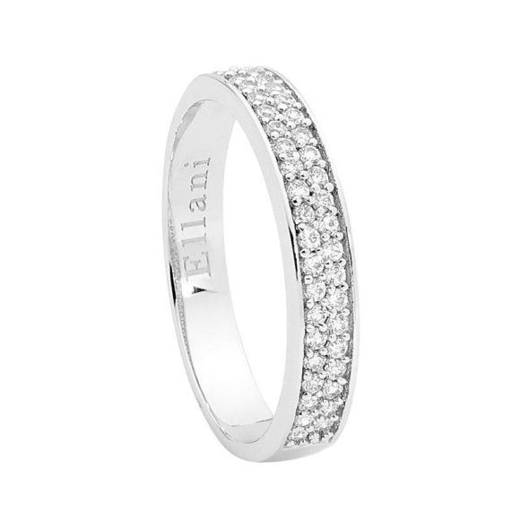 Sterling Silver Pave Set Band
