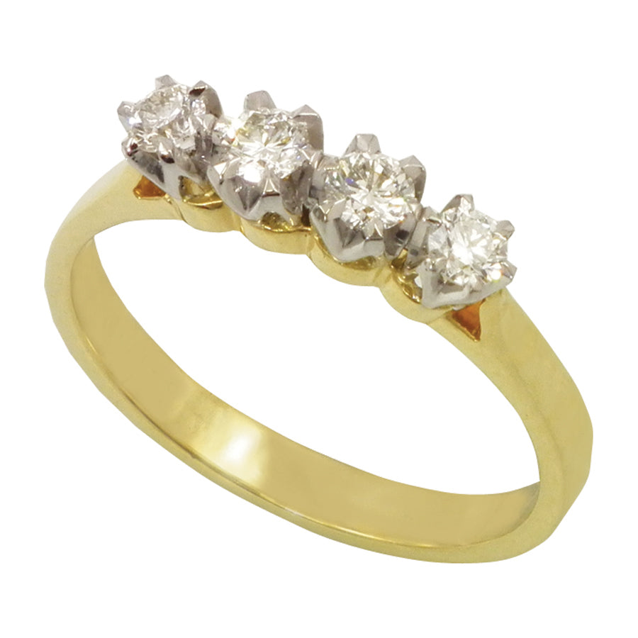 9ct Yellow Gold Four Stone Diamond Ring