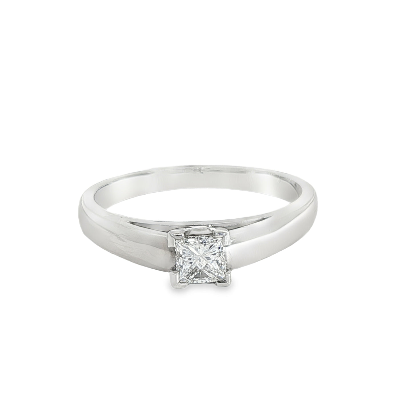 9ct White Gold Princess Cut Diamond Solitaire Ring