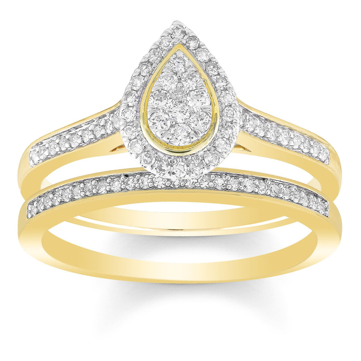 9ct Yellow Gold & Diamond Pear Shape Bridal Set