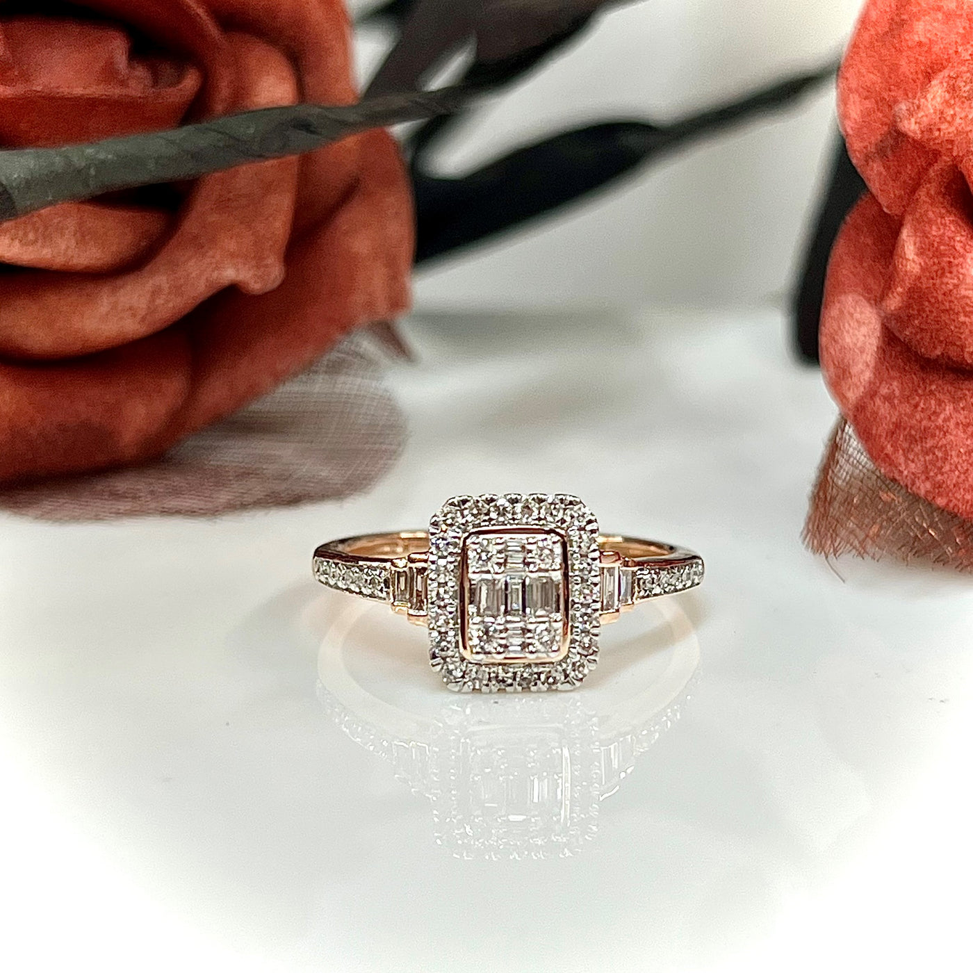 9ct Rose Gold Diamond Engagement Ring