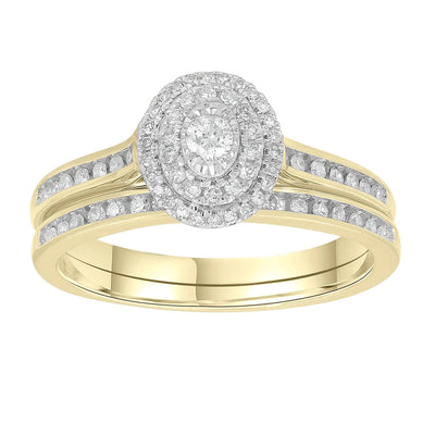 9ct Yellow Gold Diamond Bridal Set TDW 0.33ct