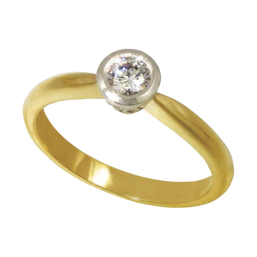 18ct Yellow Gold Bezel Set Diamond Engagement Ring
