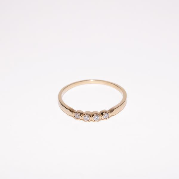 9ct Yellow Gold Bezel Set Diamond Ring