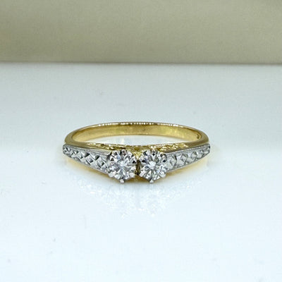 18ct Yellow Gold & Platinum Diamond Set Engagement Ring
