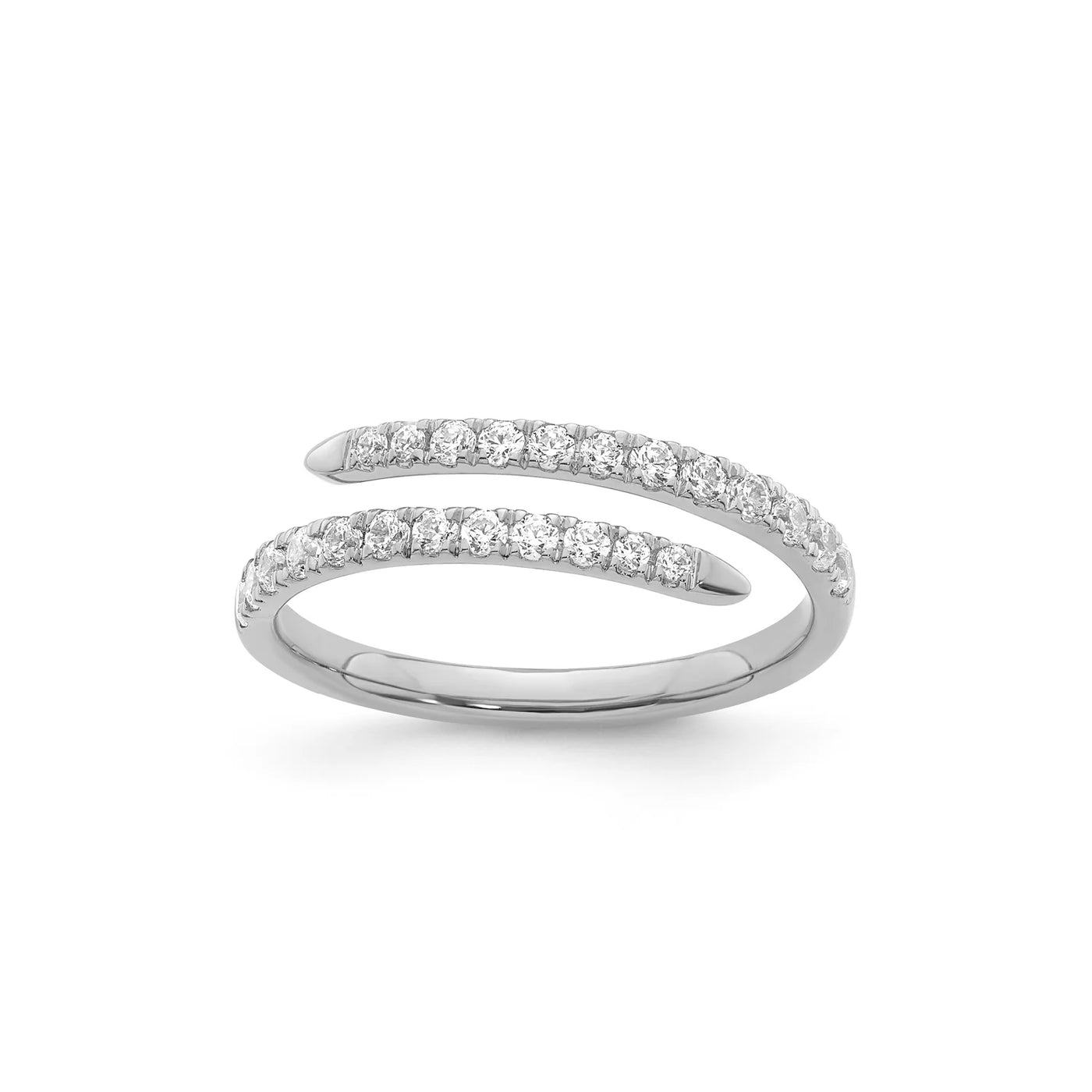 9K White Gold Spiral Style Lab Grown Diamond Ring