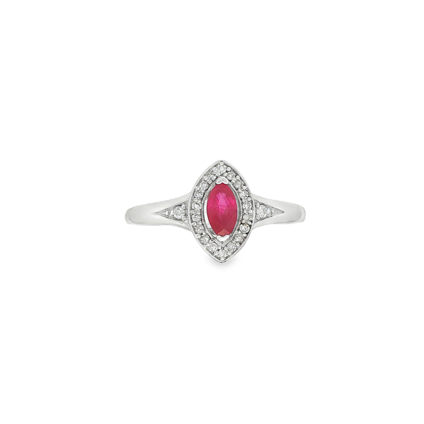 9k White Gold Ruby & Diamond Ring
