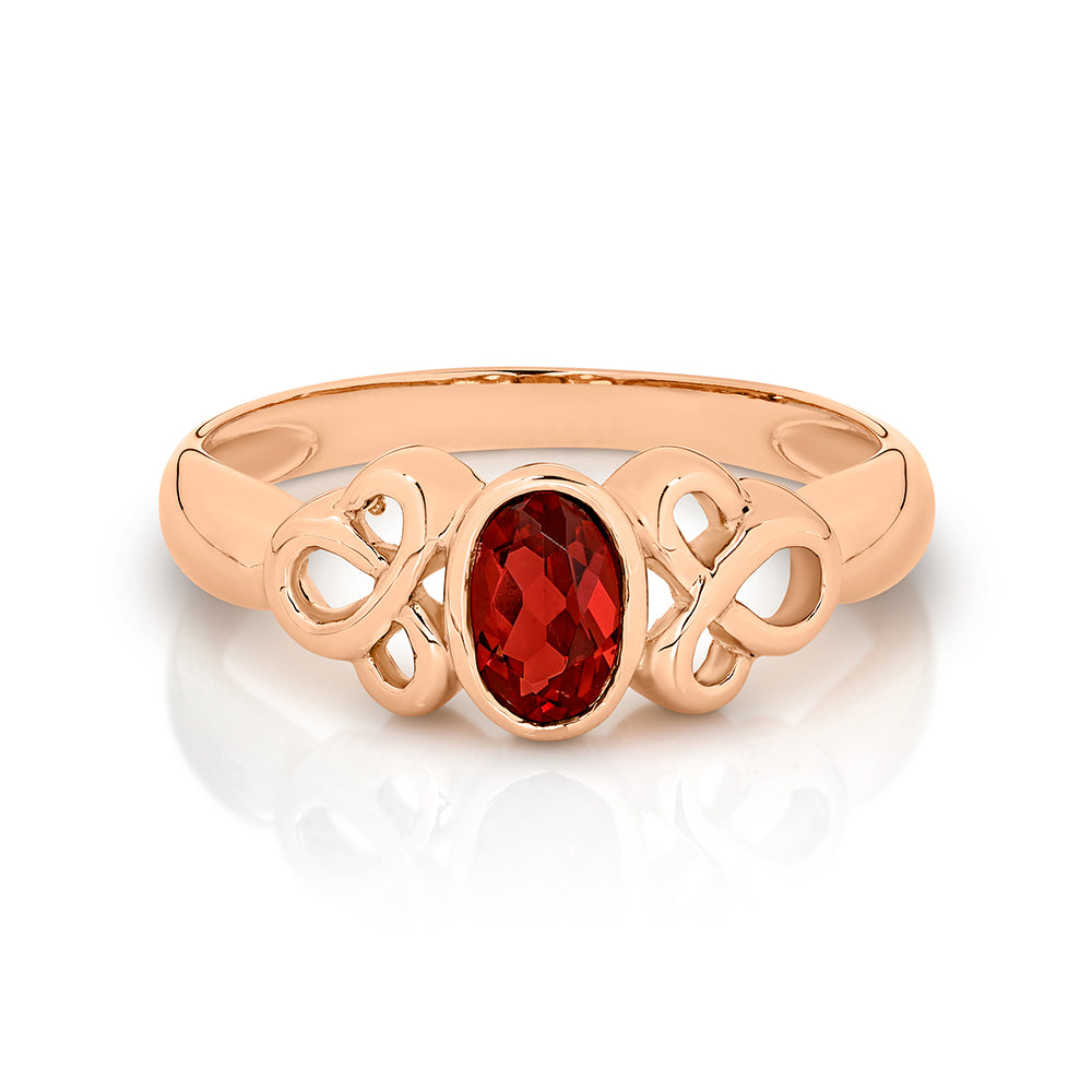 9ct Rose Gold Celtic Style Garnet Ring