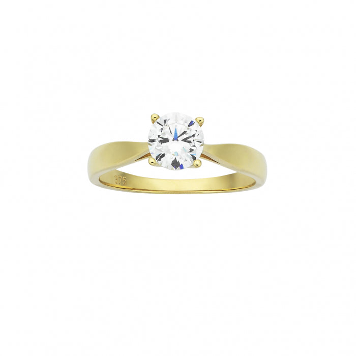 9ct Yellow Gold Cubic Zirconia Solitaire Ring