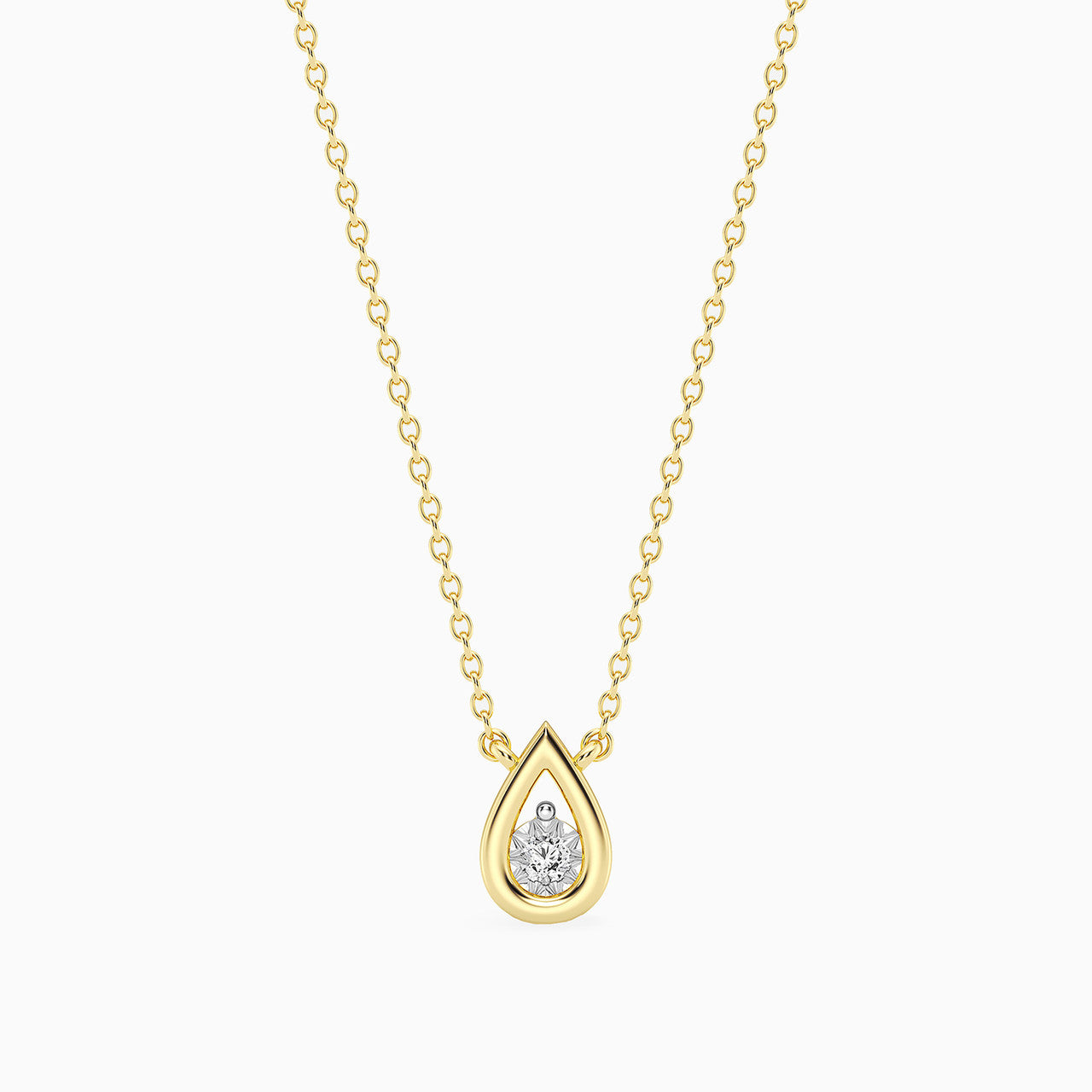 9ct Yellow Gold Lab Grown Diamond Teardrop Necklace