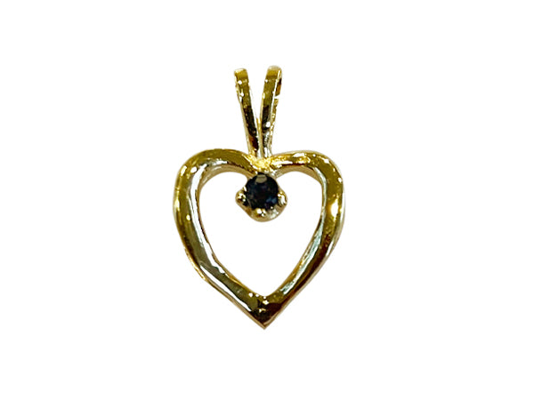 9ct Yellow Gold Heart Pendant with Sapphire
