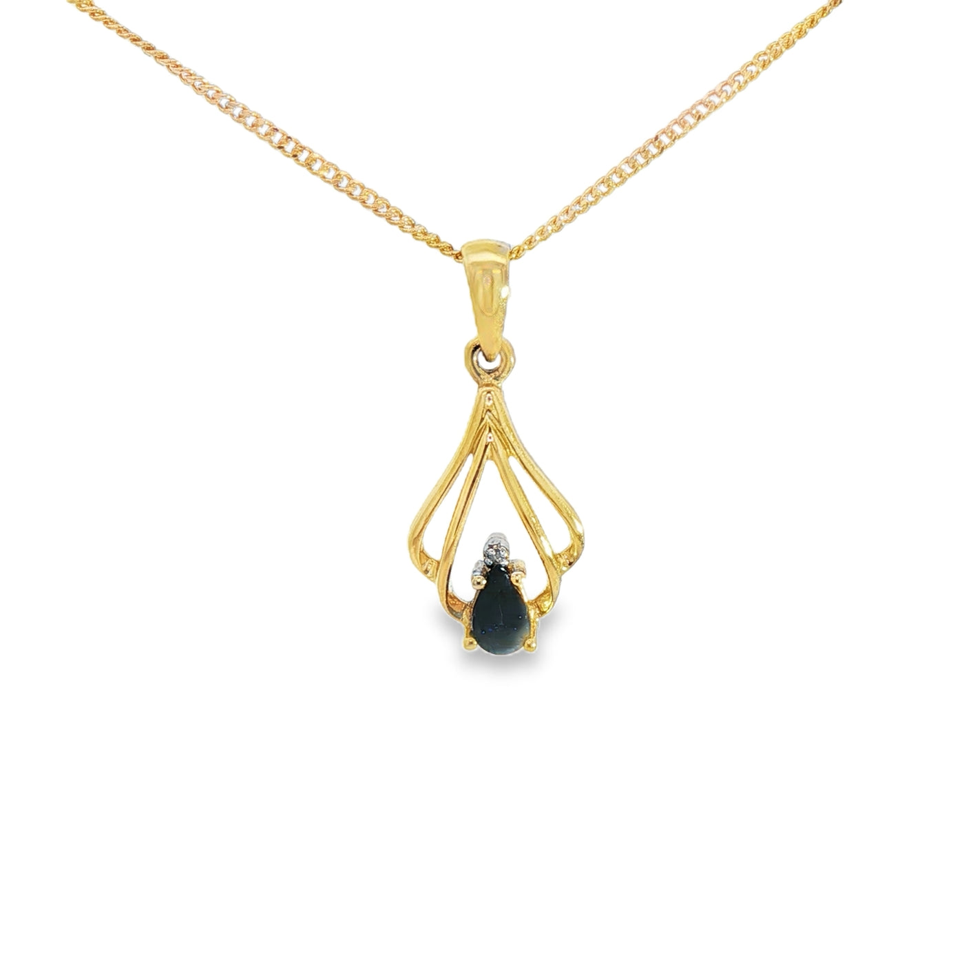 9ct Yellow Gold Sapphire & Diamond Necklace