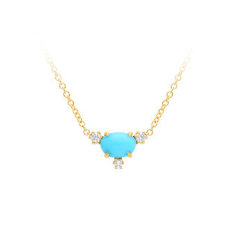 9ct Yellow Gold Turquoise & Lab Grown Diamond Necklace