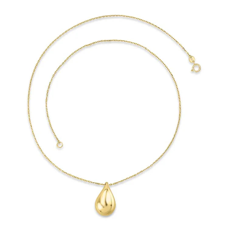 9K Yellow Gold Bold Hollow Drop Necklace