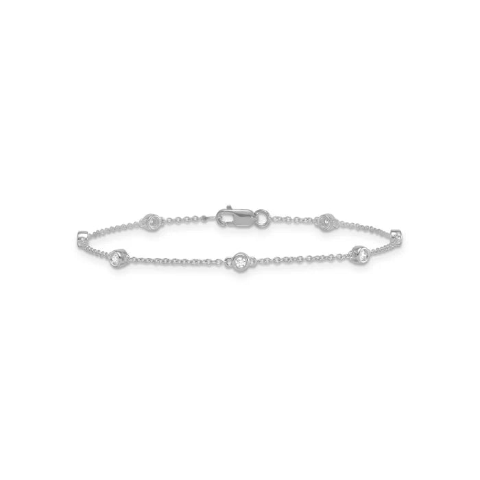 9K White Gold Lab Grown Diamond Set Station Bracelet