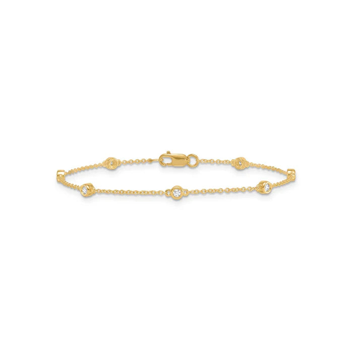 9K Yellow Gold Lab Grown Diamond Set Station Bracelet