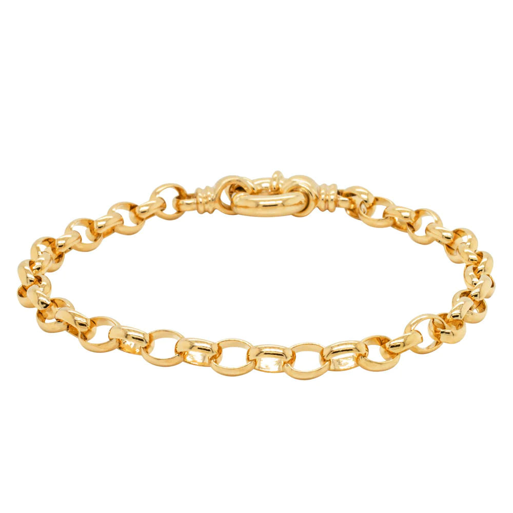 Solid 9ct Yellow Gold Oval Belcher Bracelet