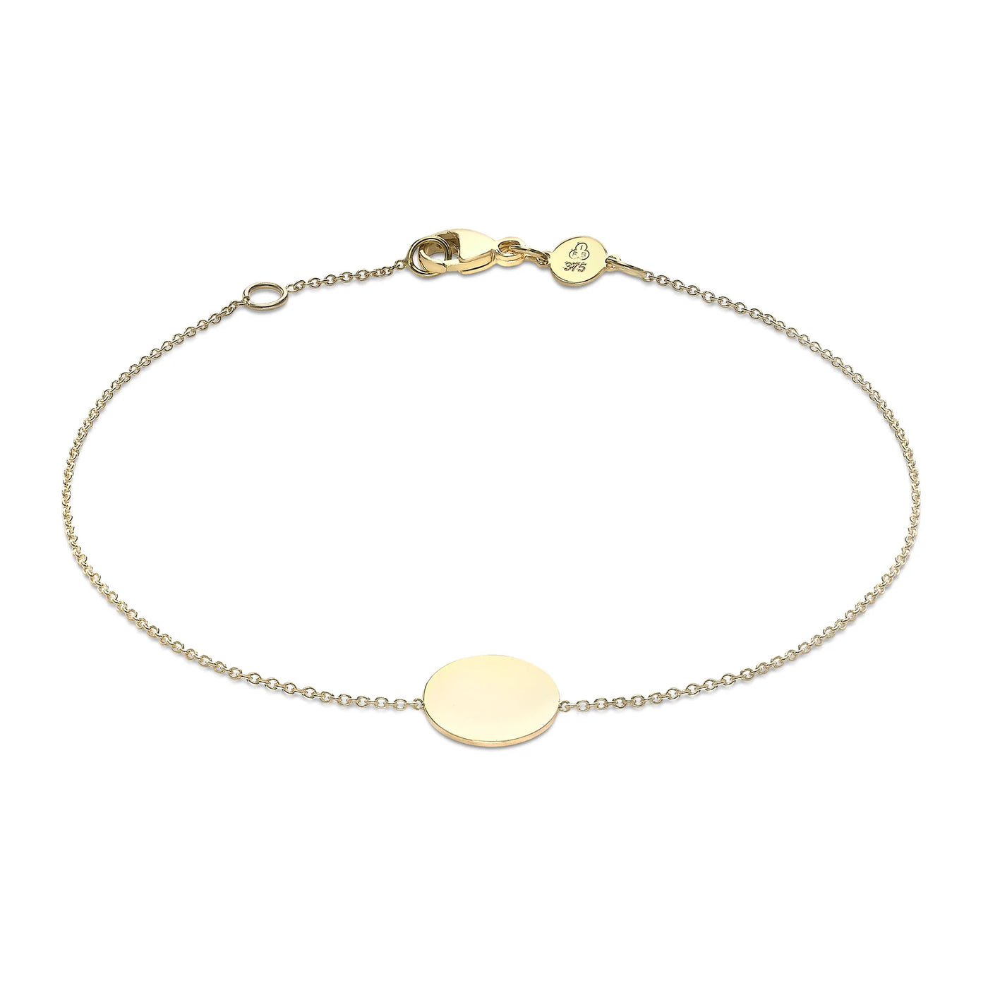 9K Yellow Gold 10mm Disc Adjustable Bracelet