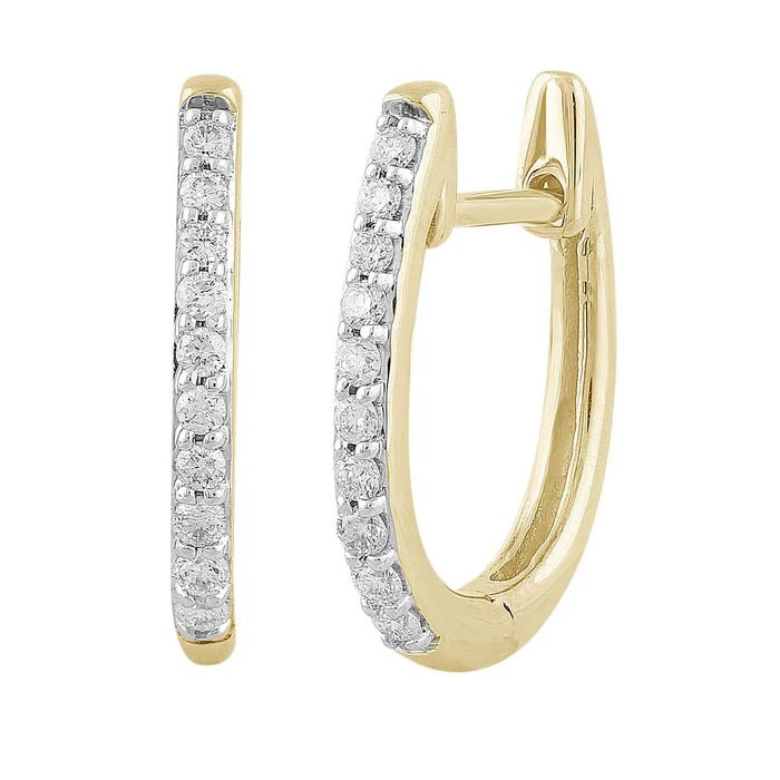 9K Yellow Gold Diamond Set Huggie Earrings