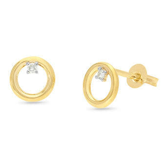 9ct Yellow Gold Circle Studs with Lab Grown Diamonds