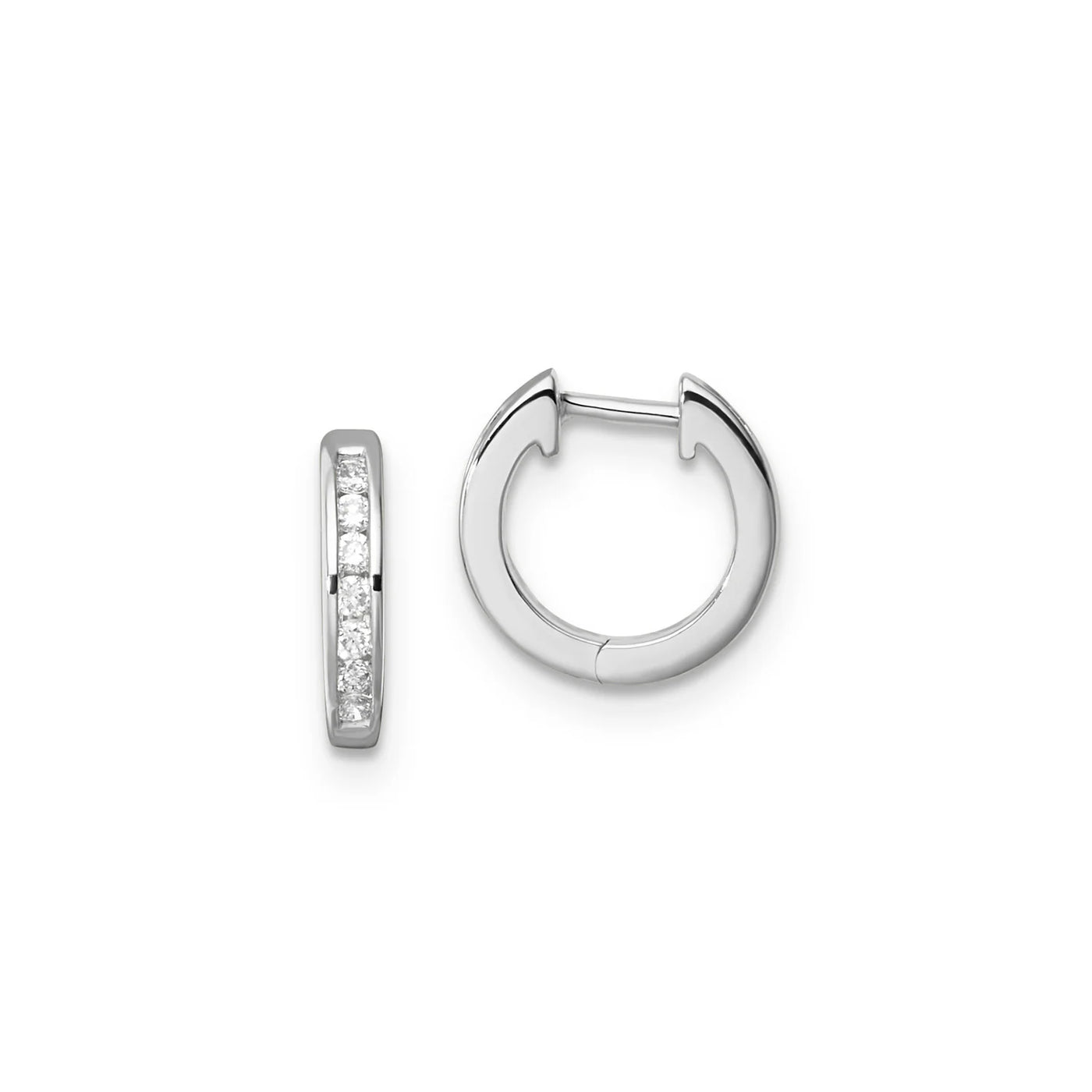 9K White Gold Lab Grown Diamond Huggie Earrings
