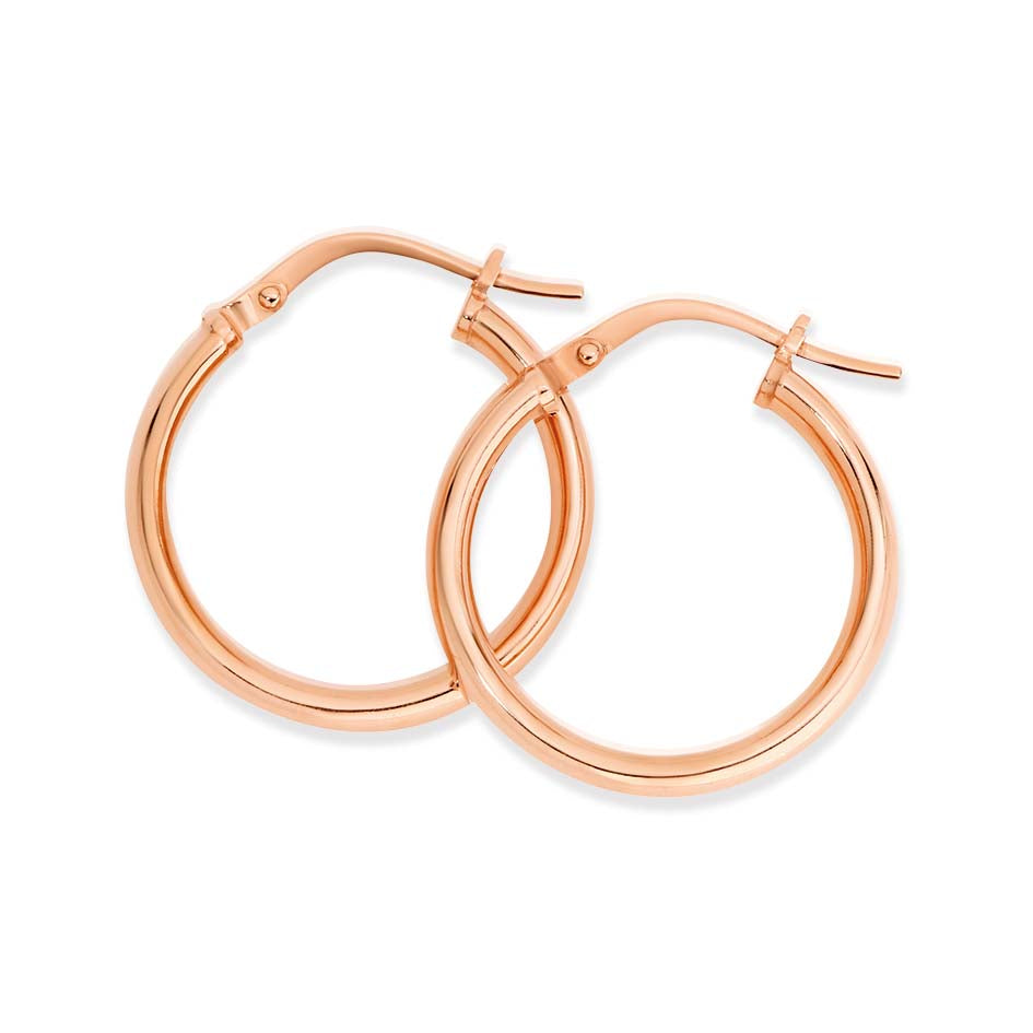 9ct Rose/Silver Bonded Round Hoop Earrings