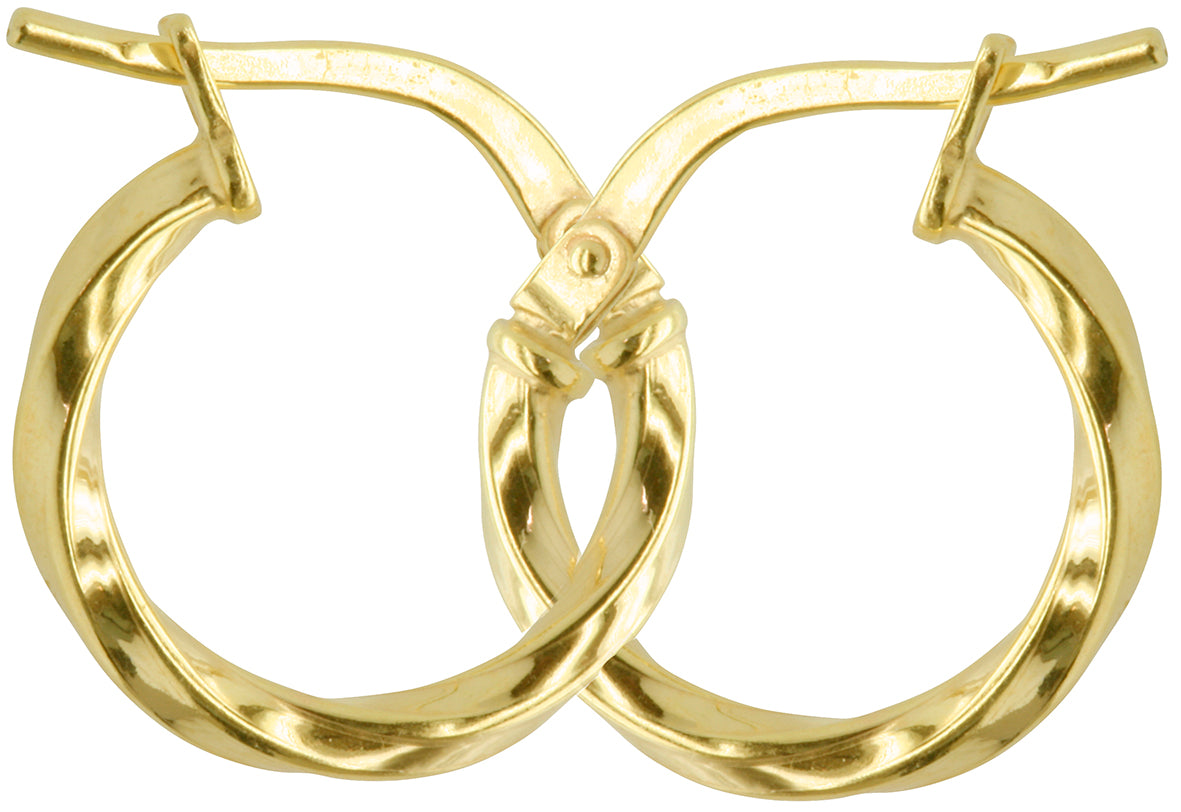 9ct Yellow Gold and Silver Bonded Twisted Hoop Earrings