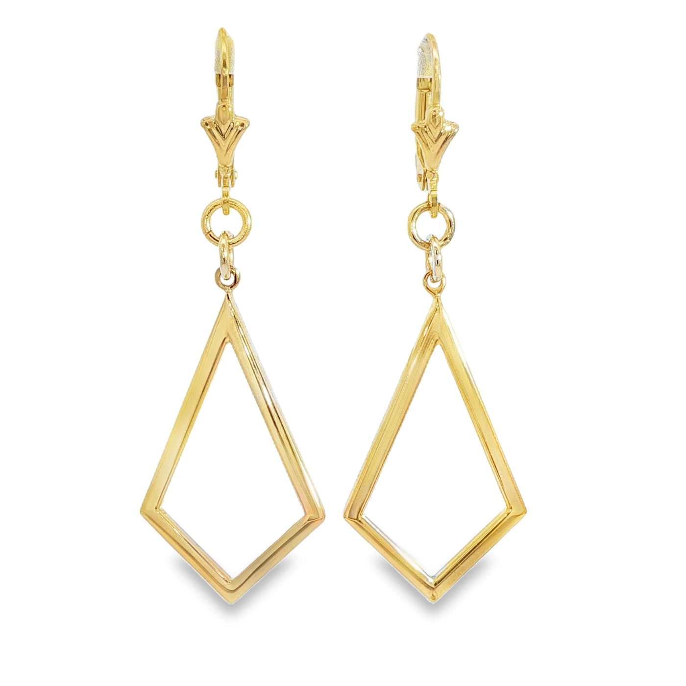 9ct Yellow Gold Diamond Shaped Drop Earrings