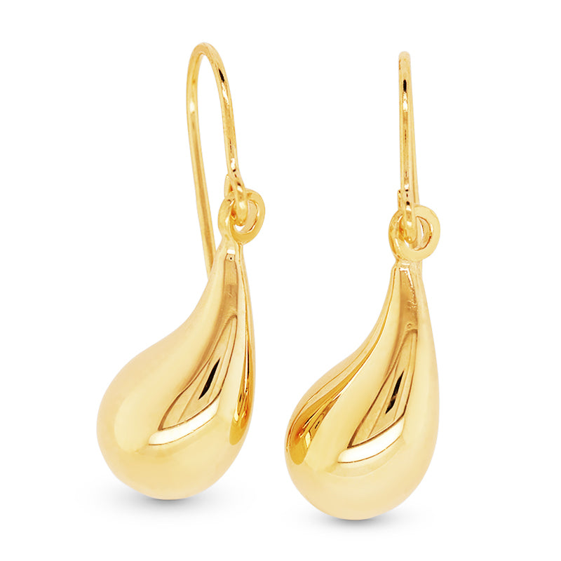 9ct Yellow Gold and Silver Bonded Teardrop Earrings
