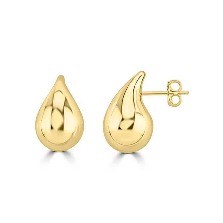 9K Yellow Gold Bold Hollow Drop Earrings