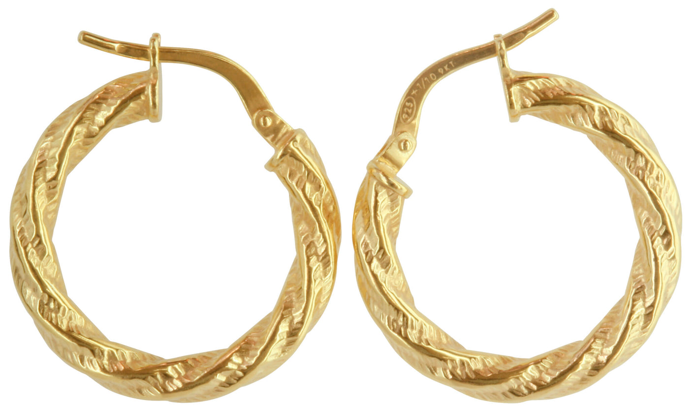 Yellow Gold Bonded Twist Hoop Earrings