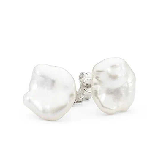 Ikecho Sterling Silver Keshi Pearl Pebble Studs