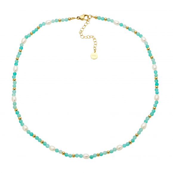 Amazonite & Freshwater Pearl Fine Necklace