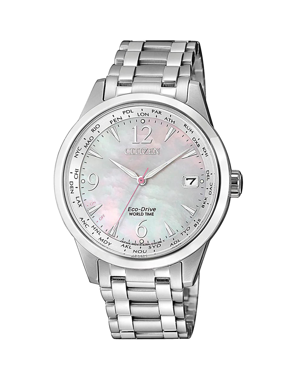 Ladies Mother of Pearl Eco-Drive with World Time