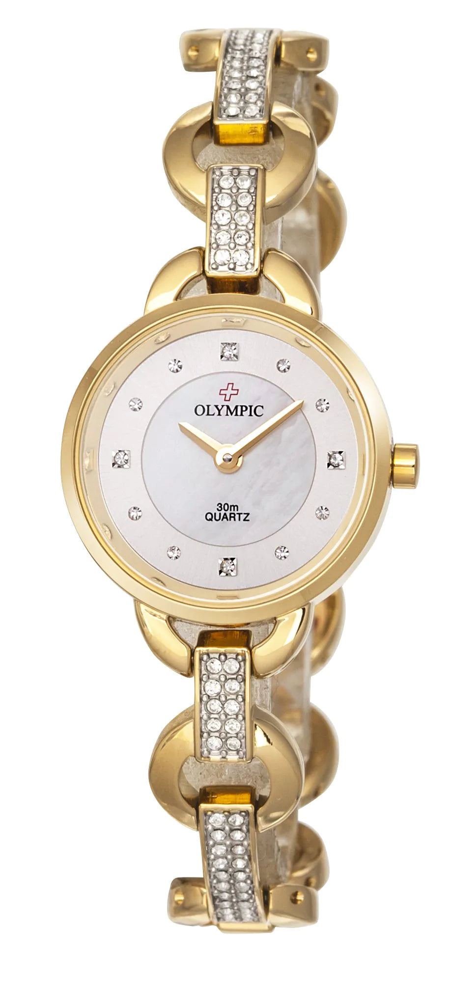 Ladies Gold Stone Set Olympic Watch