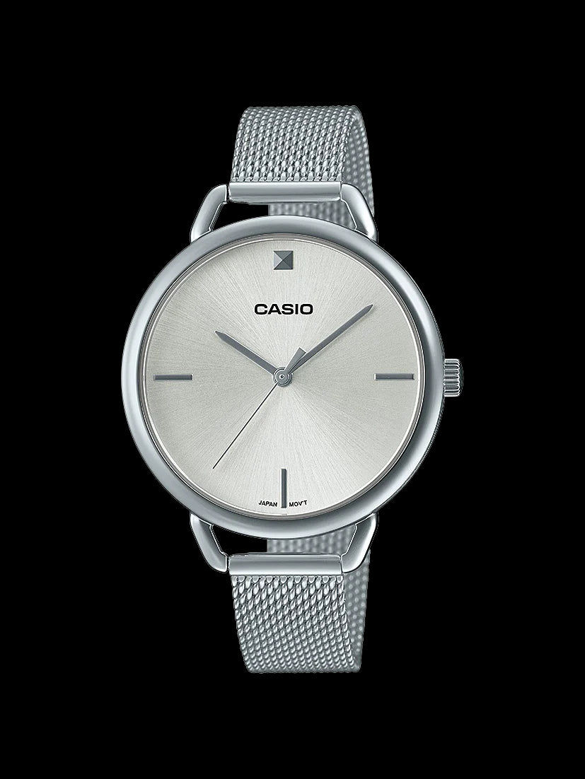 Casio Ladies Silver Dress Watch with Mesh Strap