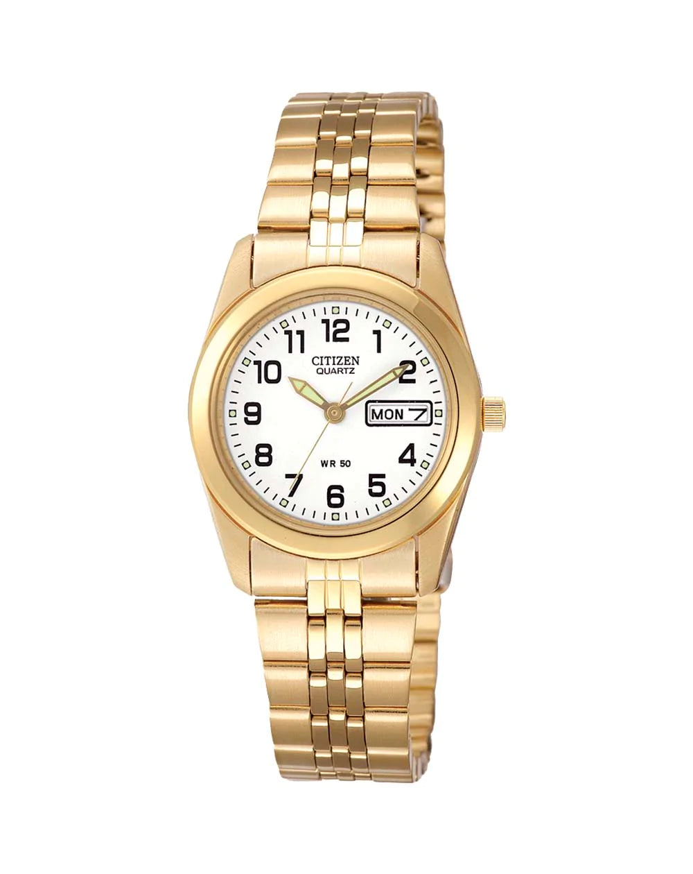 Ladies Gold Tone Watch with White Dial