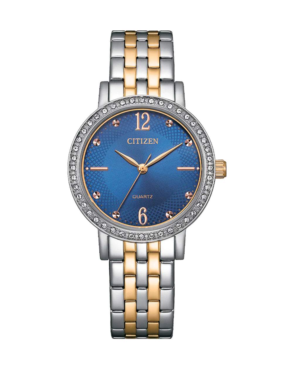 Ladies Two-Tone Quartz Watch with Blue Dial