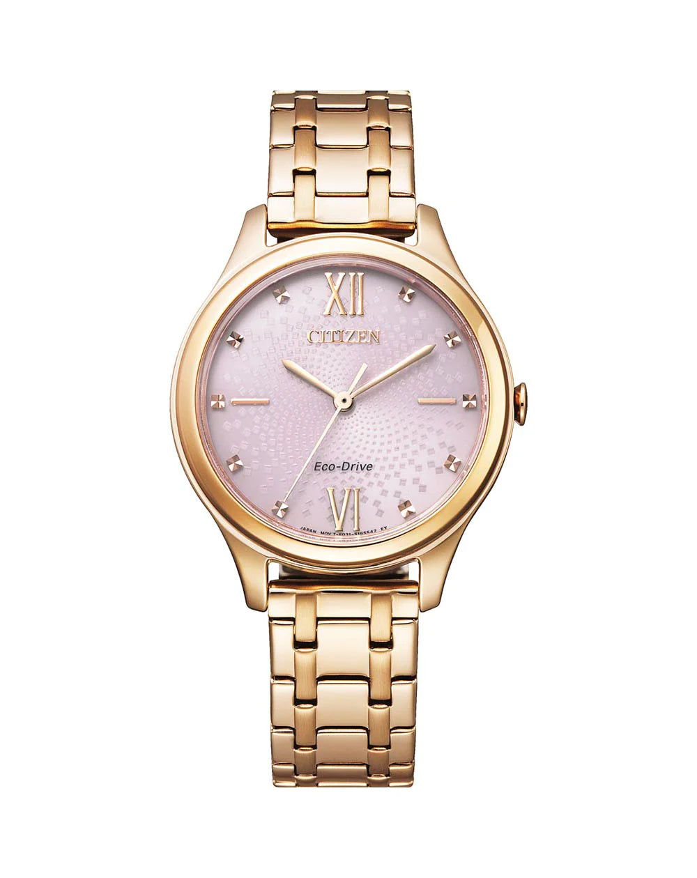Ladies Rose Gold Citizen Eco-Drive Watch with Lavendar Dial