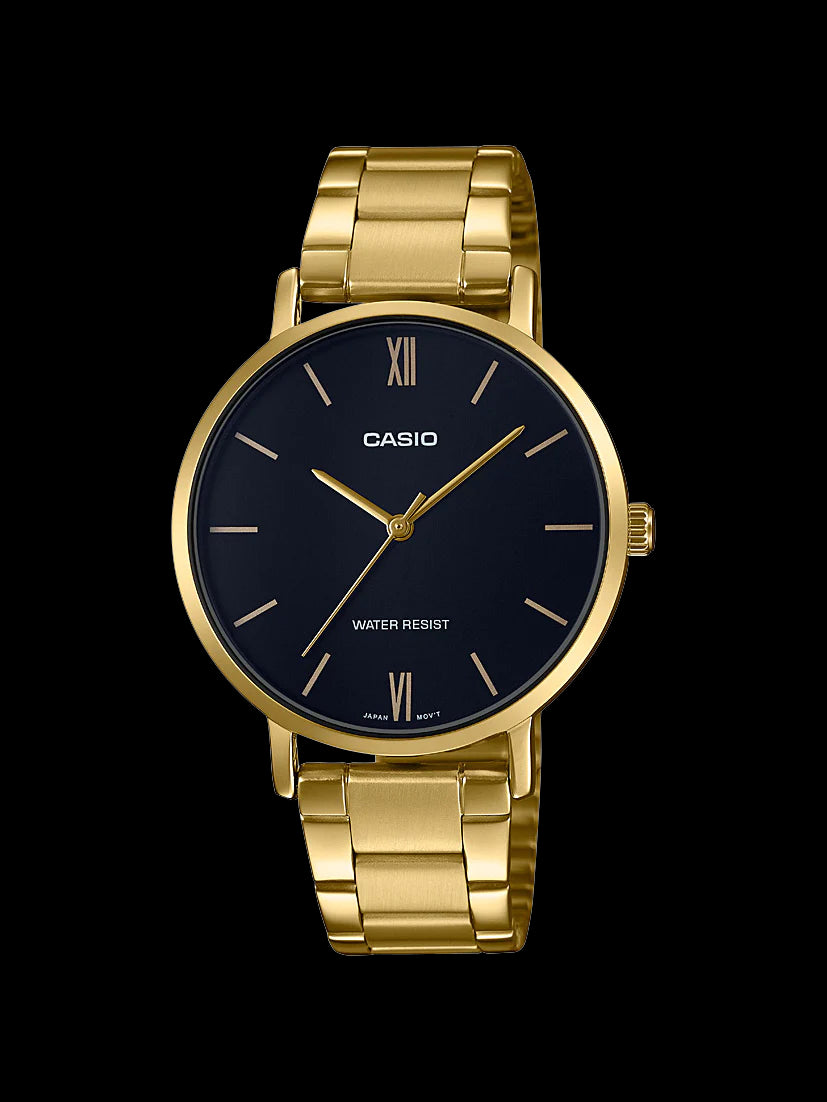 Casio Gold Ladies Watch with Black Dial