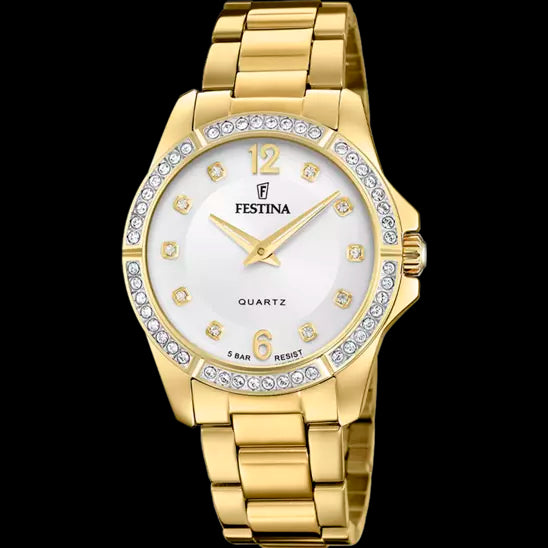 Festina Ladies Gold Watch with Crystal Set Dial