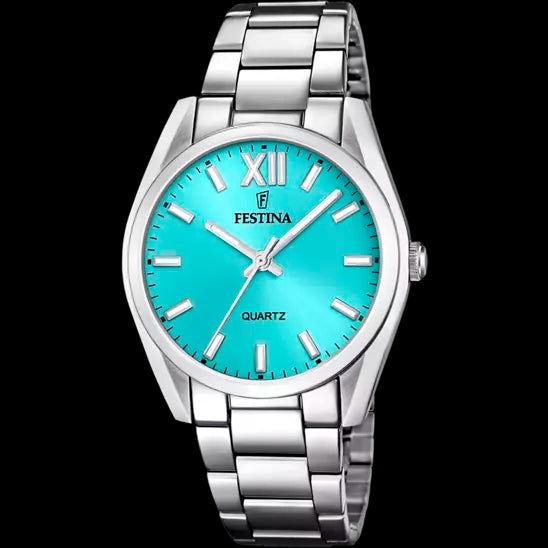 Festina Boyfriend Style Quartz Watch with Blue Dial