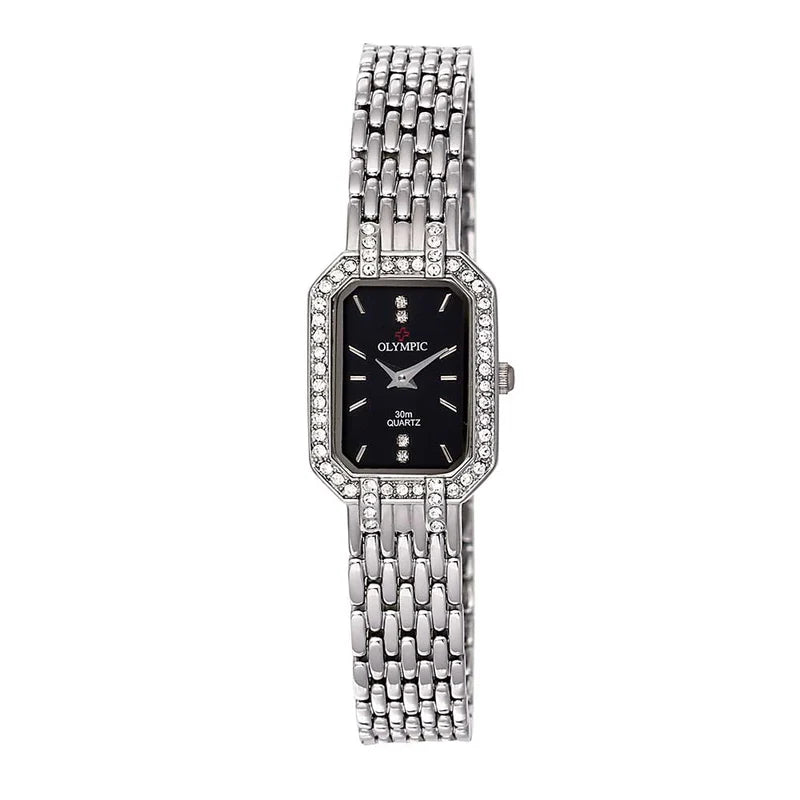Ladies Stone Set Olympic Watch - Black Dial
