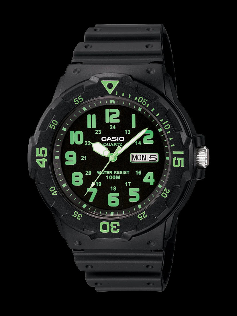 Casio Analogue Watch with Green Digits