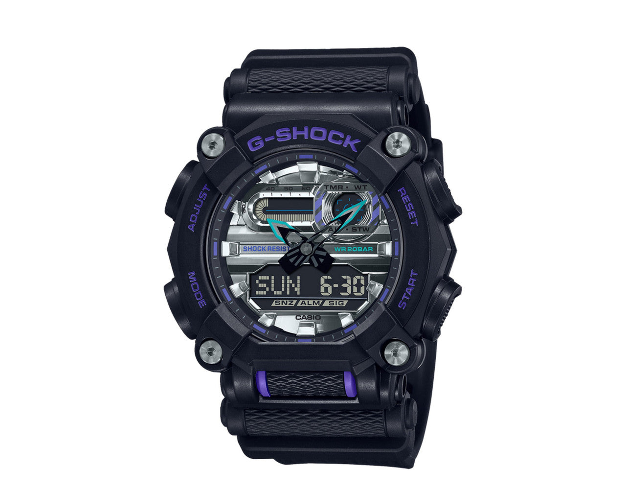 Gents G-Shock with Silver & Purple Accents